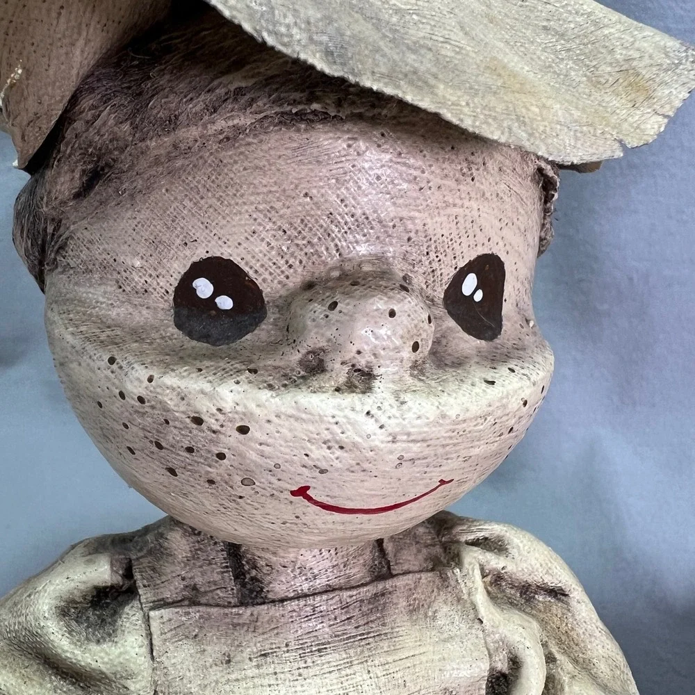 Vintage Dip 'N Drape Folk Art Dolls Paper Mache Sepia Toned 1970s Handmade Craft